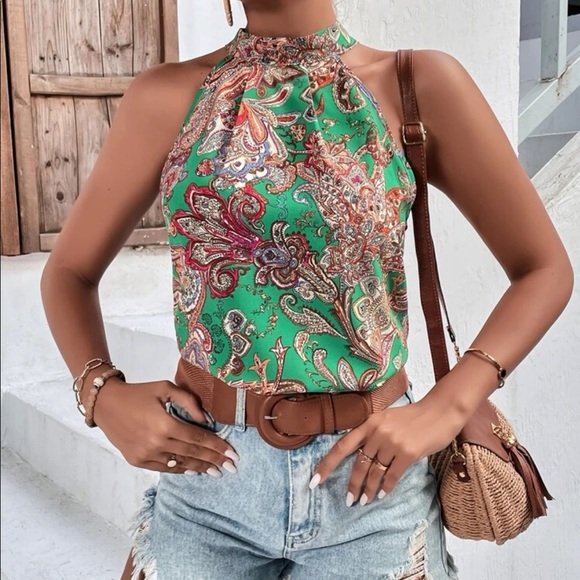 Boho floral paisley print halter top - Picture 5 of 6